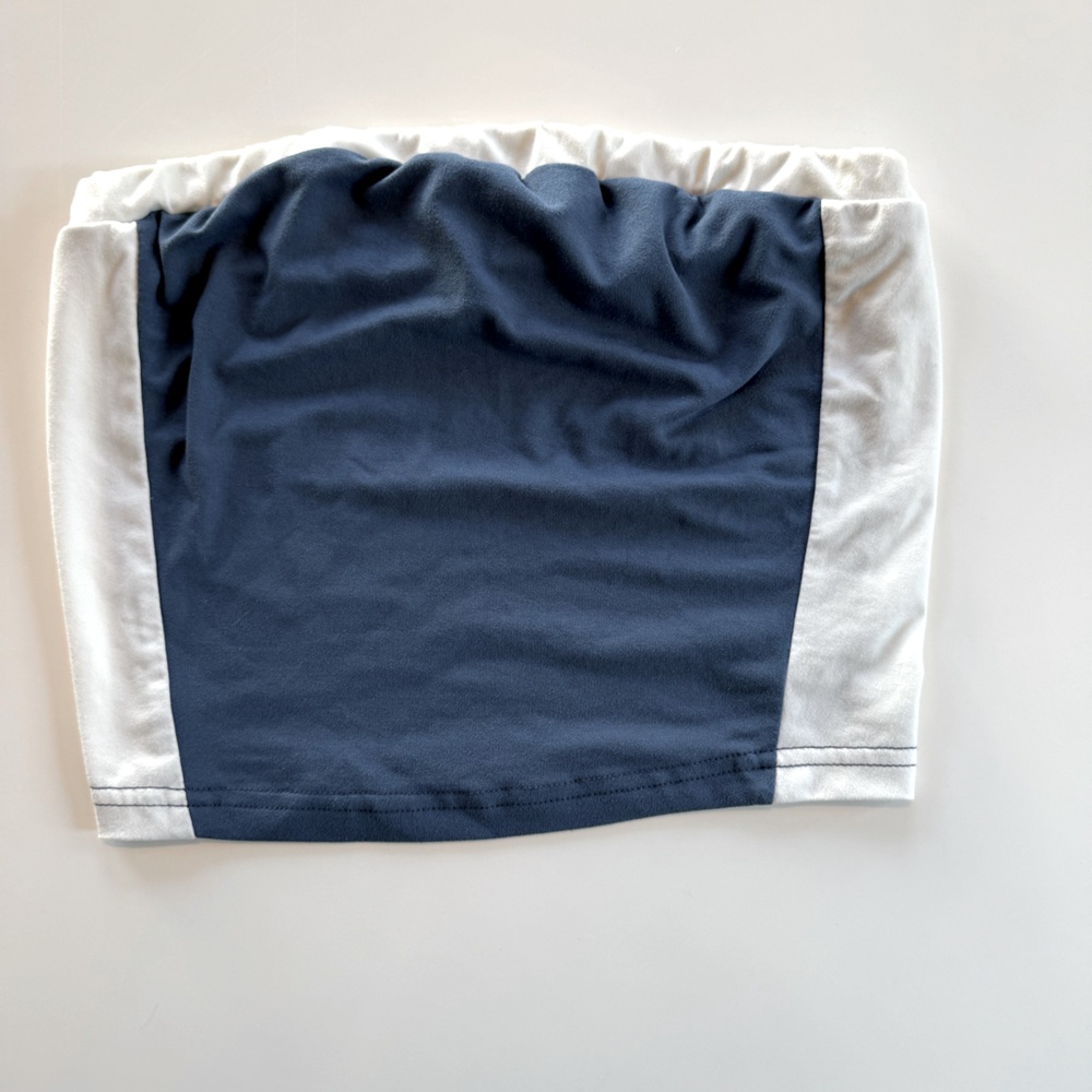 Unbranded tube top Blue w/White side panels SZ S